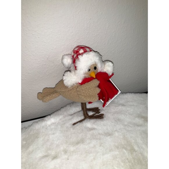 Northlight NEW  Standing Christmas Holiday Beige Bird with Red Scarf - Picture 3 of 4